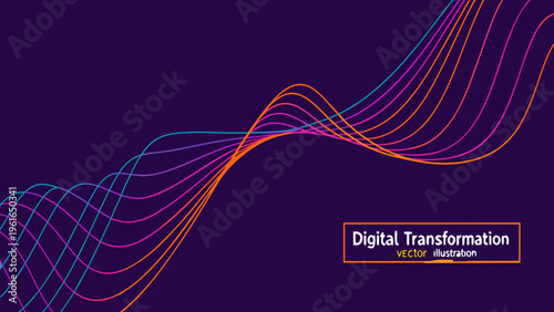 Blue futuristic vector illustration of an abstract background with wavy light lines and digital curves creating a motion pattern for business wallpaper design