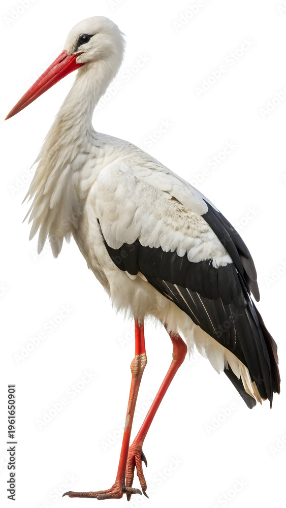 Fototapeta premium White stork standing profile view