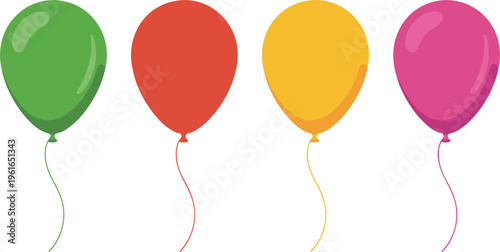 Colorful balloons set, simple party decoration festive celebration helium illustration design