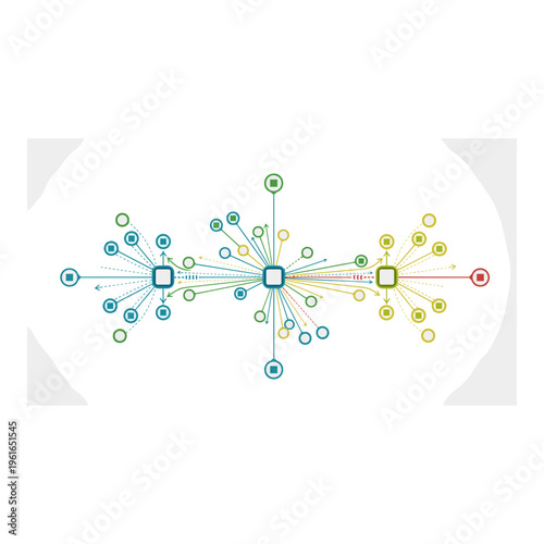 Complex network diagram illustrating interconnected nodes and pathways