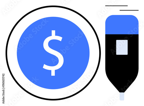 Financial investment, medical funding, healthcare costs, economic medicine, philanthropy, budget allocation. A dollar sign and a medical dropper. Financial investment and medical funding concepts
