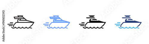 Boat icon set multiple style collection