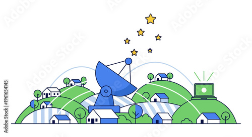 Digital Connectivity Across Rural Landscapes A Village Embracing Satellite and Internet Technology