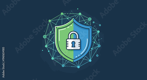 Robust Digital Shield and Padlock Icon Safeguarding Data Privacy and Network Security for a Trustworthy Online Experience
