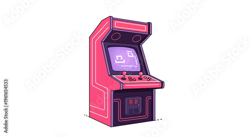 Retro Pink Arcade Video Game Machine.