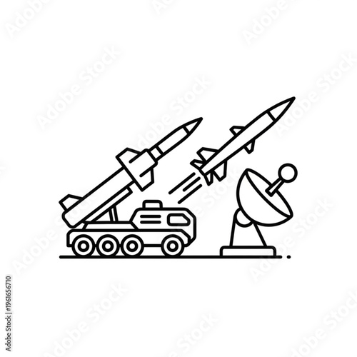 Missile Launcher and Satellite Dish Illustration.
