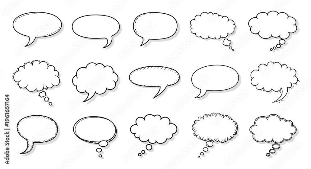 Fototapeta premium A set of cartoon speech bubbles and thought clouds