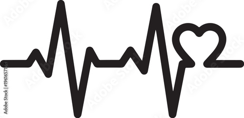 Heart rate, ECG, heartbeat line, medical icon, black vector symbol