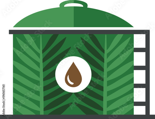 Sustainable Palm Oil Storage Tank Vector Illustration