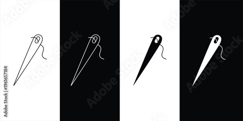 Needle vector icon set in black and white