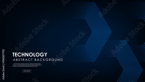 Polygon geometric line design. Abstract science technology concept. Abstract blue background.