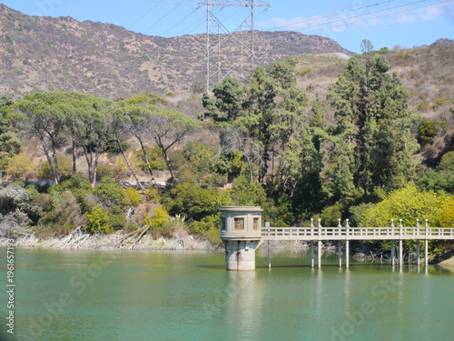 Hollywood Reservoir during a summer season in Los Angeles, California, USA