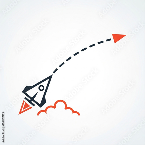 Paper Plane Taking Off with Trail.