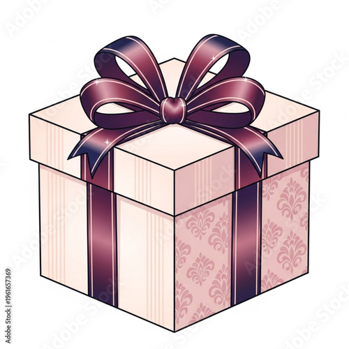 Pink Gift Box with Ribbon Decoration.