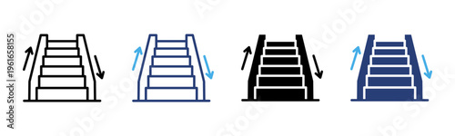 Escalator Up icon set multiple style collection
