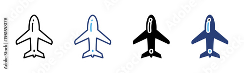 Airplane icon set multiple style collection