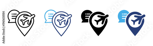 Airport Location icon set multiple style collection