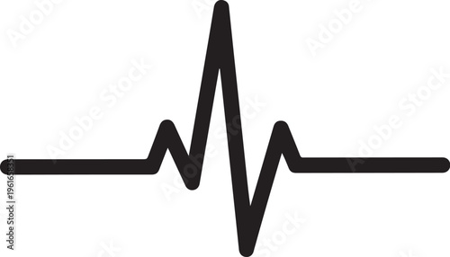 ECG heartbeat, electrocardiogram wave, medical pulse, black vector icon