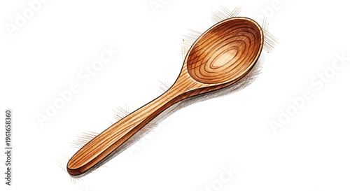 Handcrafted Wooden Spoon Illustration