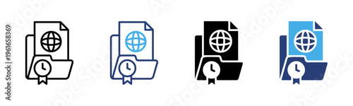 Passport icon set multiple style collection