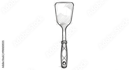 Hand-drawn illustration of a spatula on white background