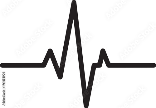 ECG heartbeat, electrocardiogram wave, medical pulse, black vector icon