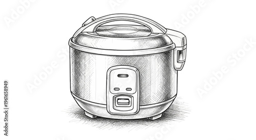Rice Cooker Drawing - Kitchen Appliance Sketch