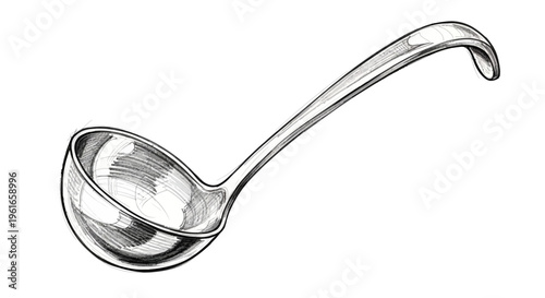 Silver ladle illustration on white background