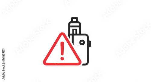 Electronic cigarette warning symbol indicating potential health risks and safety concerns associated with vaping devices