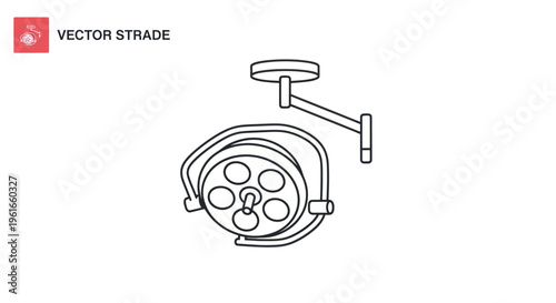 Operating Room Surgical Light - Medical Equipment Line Art Illustration