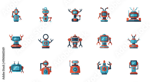 Collection of Cute Cartoon Robots