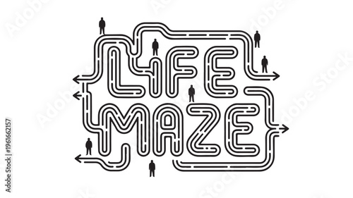 Life Maze Pathway With People For Problem Solving And Decision Making Concepts