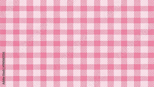 Seamless hand painted pink gingham check pattern with soft watercolor texture. Warm cheerful plaid background ideal for fabric, wallpaper, packaging, stationery, kitchen and summer designs