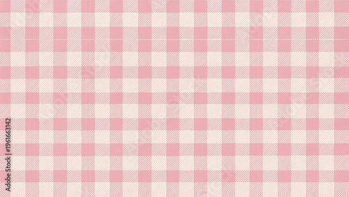 Seamless hand painted pink gingham check pattern with soft watercolor texture. Warm cheerful plaid background ideal for fabric, wallpaper, packaging, stationery, kitchen and summer designs