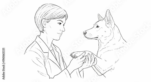 Veterinarian Examining Dog with Stethoscope.