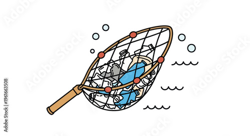 Ocean Cleanup Net Capturing Plastic Waste and Bottles