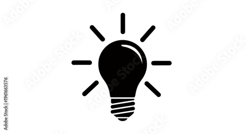 Minimal black lightbulb icon representing ideas and creativity for design.