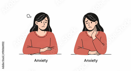 Woman Experiencing Anxiety in Two Different Ways.