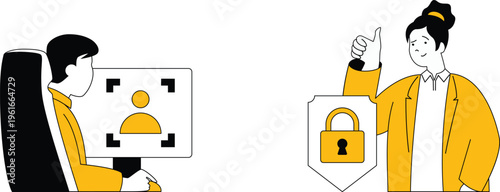 Professional discussing secure access and user authentication on a digital interface with a colleague giving approval