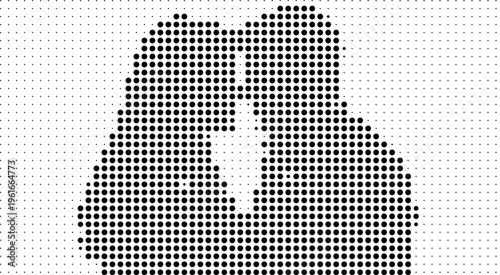 A silhouette of a man with a beard made of dots