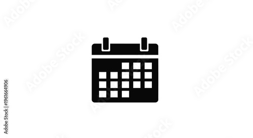 Simple black icon depicts a calendar with a page turned over