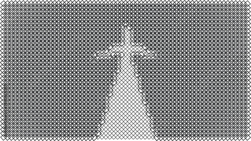 A woman in a dress standing behind a screen