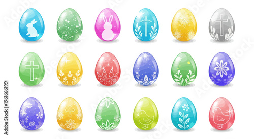 Colorful Decorated Easter Eggs Collection