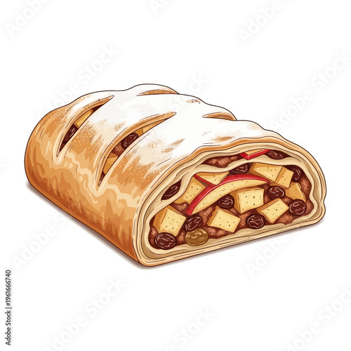 Delicious Apple Strudel with Powdered Sugar