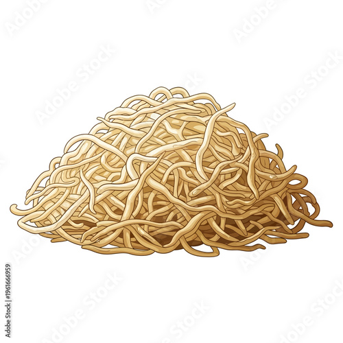 Pile of uncooked spaghetti noodles isolated on white background