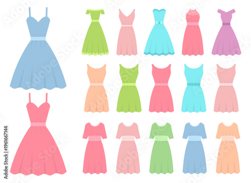 Colorful Dress Collection: An array of dresses in pastel shades and styles.