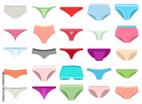 Collection of assorted ladies' underpants in diverse colors and designs.