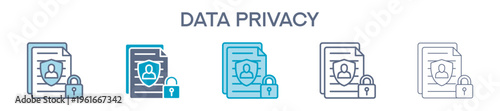Data Privacy Element For Design Graphic - Multi Styles. Vector Illustration Of Two Colored And Black. Multiple Icons Designs Can Be Used For Mobile, Ui, Web 