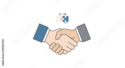 Business Partnership Agreement: Handshake and Puzzle Pieces Illustration