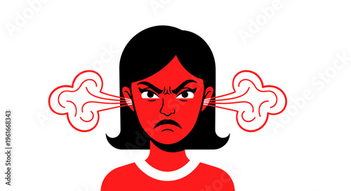 Angry Woman With Steam Coming Out Of Ears